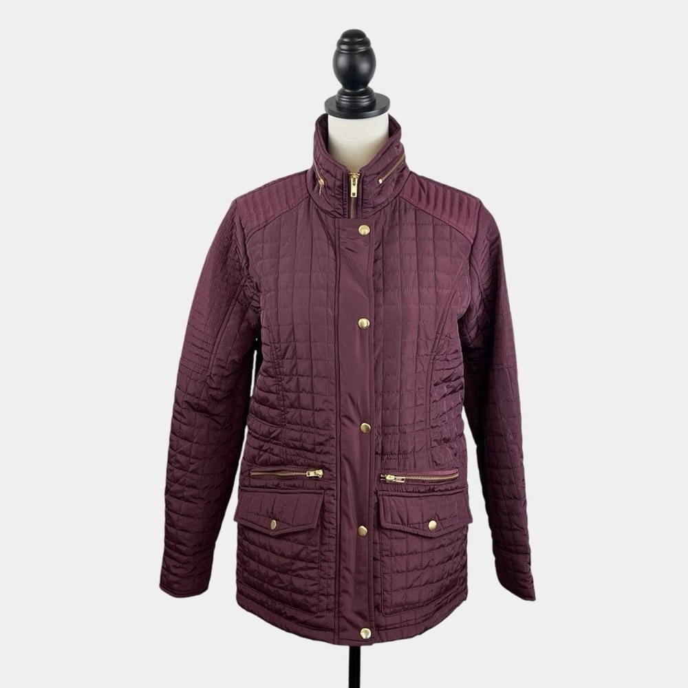 Jason Maxwell Outerwear Womens Quilted Jacket Size M Burgundy Full Zip - Picture 2 of 11